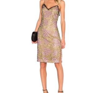 Lilac Embroidered Lace Midi Dress